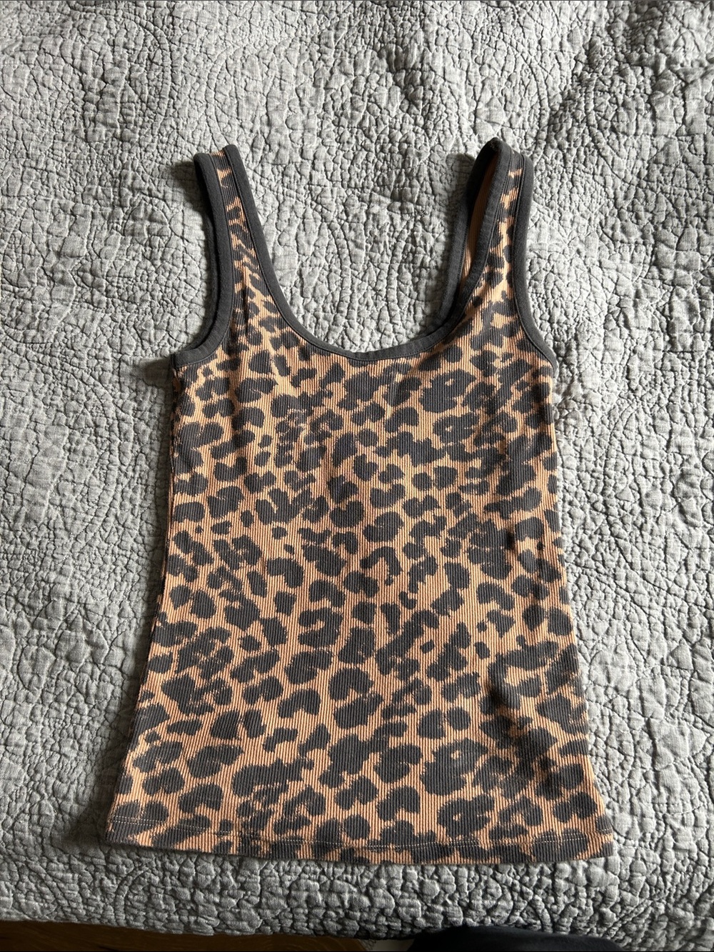 aerie Leopard Print Ribbed Tank - Brown and Black